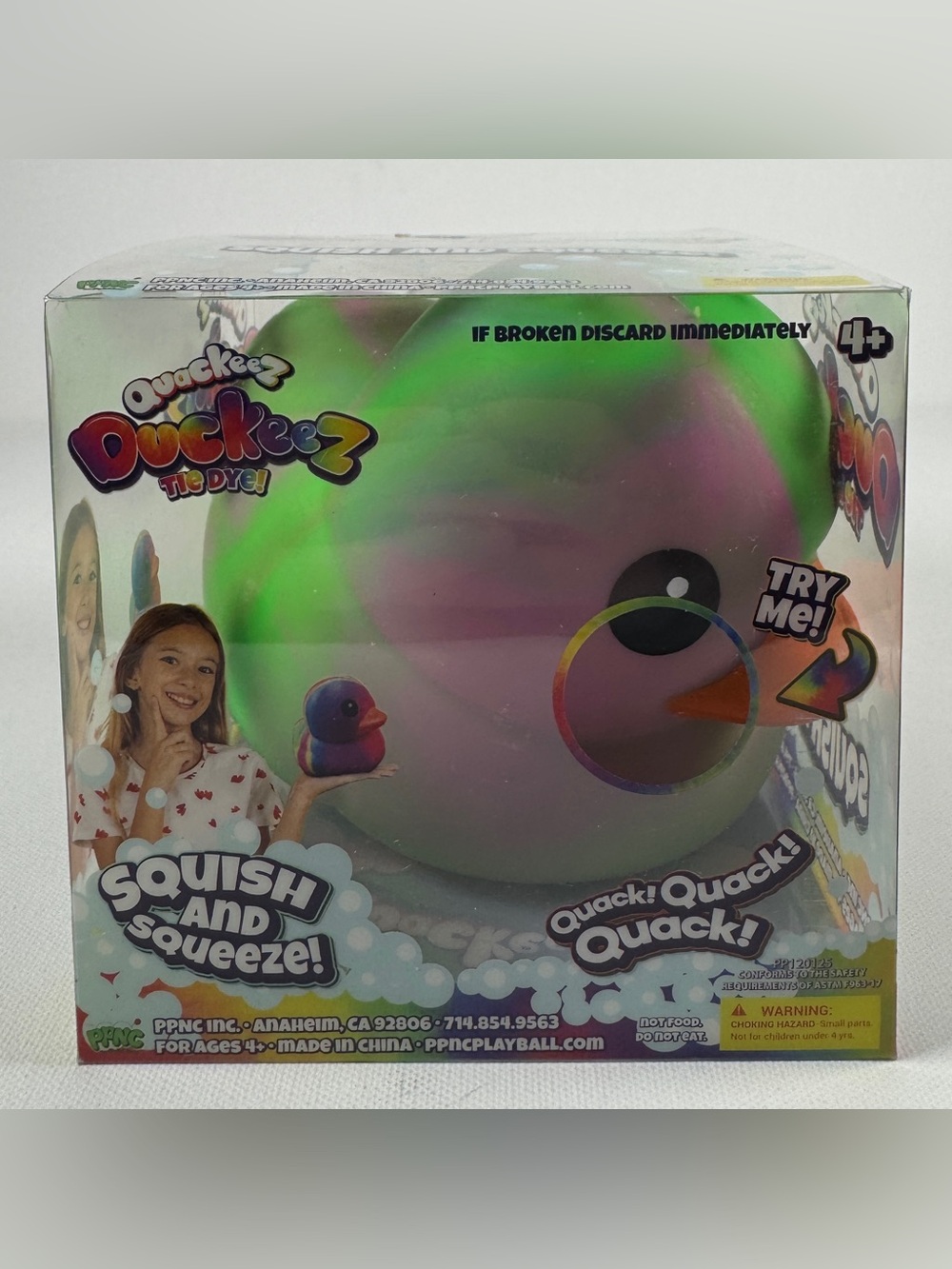 Quackeez Duckeez Tie Dye Squishy Rubber Duck Five Below Green And Purple